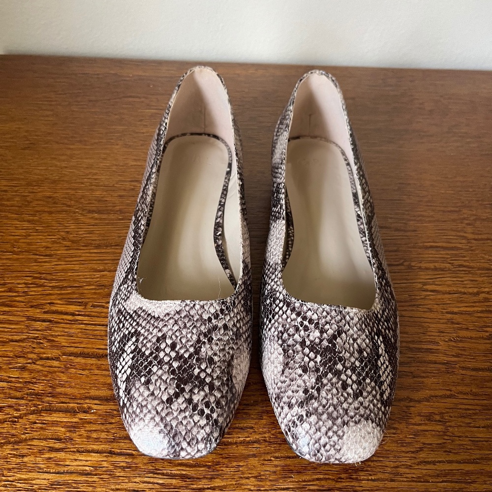 Snakeskin flats - size 38UK, 24.5cm